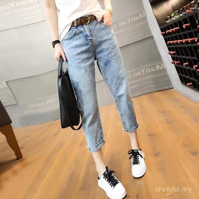 Slimmer Look Harlan Slimmer Look Pear Shape 2024 Ripped Summer Thin Body Loose Jeans High Waist Dad Pants Cropped