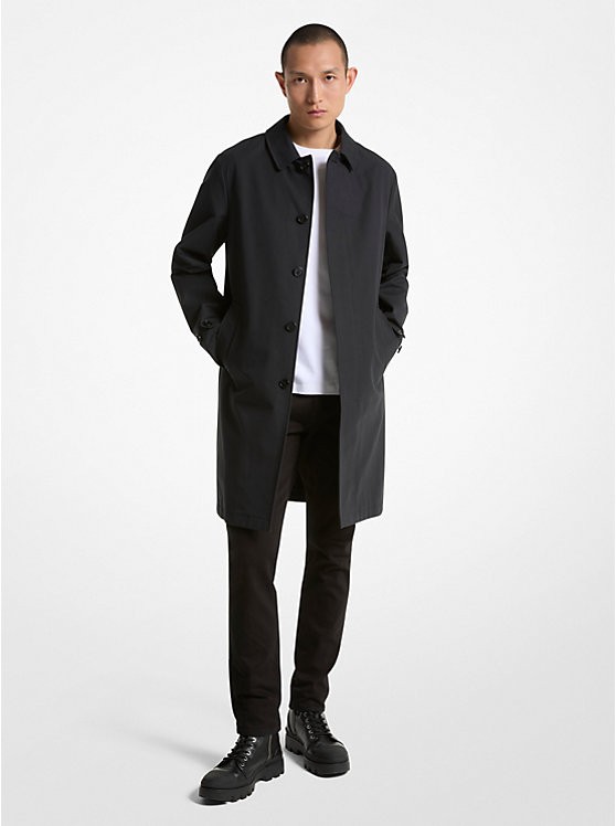 Cotton Blend Balmacaan Coat