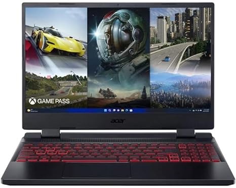 Acer Nitro 5 Gaming Laptop, 15.6"" FHD (1920 x 1080), Intel 12th Gen Core i5 12450H, Octa-cores, NVIDIA GeForce RTX3050 Ti, 16GB DDR4, 512GB PCIe SSD, Black, Windows 11, TWE Mouse Pad, Silver