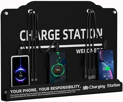 Wall Mounted Cell Phone Charging Station Mobile Phone Charging Station | Fast Charging 8 Device | Compatible with iphone ipad Smartphone Tablets Android Port | Great for Offices Hotel Hospital Airport