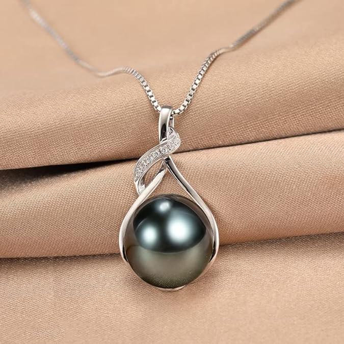 Gifts for Women Wife-Tahitian-Black-Pearl-Necklace-Gift for Wife Wedding Birthday Anniversary Jewelry-Mom Girlfriend Her Mothers Day Gifts for Mom Women Valentines Day Christmas Day Gifts