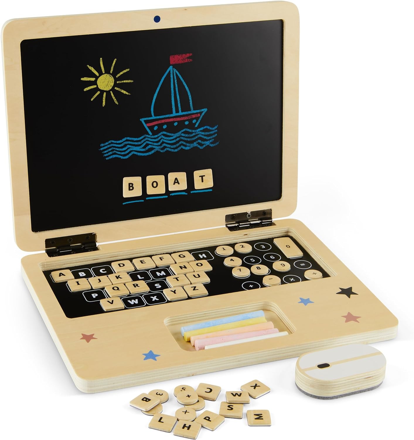 Wooden Computer Pretend Play Set - Kids, Baby, Toddler Laptop - Toy Laptop for Kids - Fake Toy Computer - Kids Toy Laptop - Pretend Laptop Toy - Kids Play Laptop - Toddler Learning Toys