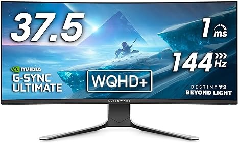 Alienware Ultrawide Curved Gaming Monitor 38 Inch, 144Hz Refresh Rate, 3840 x 1600 WQHD , IPS, NVIDIA G-SYNC Ultimate, 1ms Response Time, 2300R Curvature, VESA Display HDR 600, AW3821DW - White