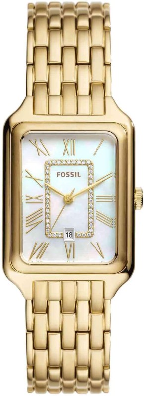 Fossil Raquel Women's Watch with Rectangular Case and Stainless Steel Bracelet or Leather Band