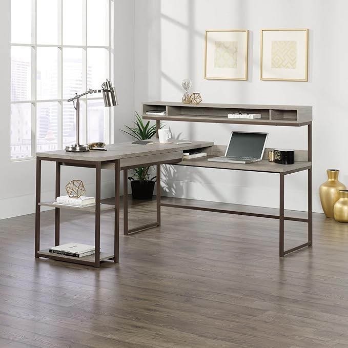 Sauder® Manhattan Gate 61" W L-Shape Computer Desk with Wireless Charger, Mystic Oak