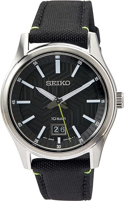 SEIKO Big Date Quartz Black Dial Men's Watch SUR517P1