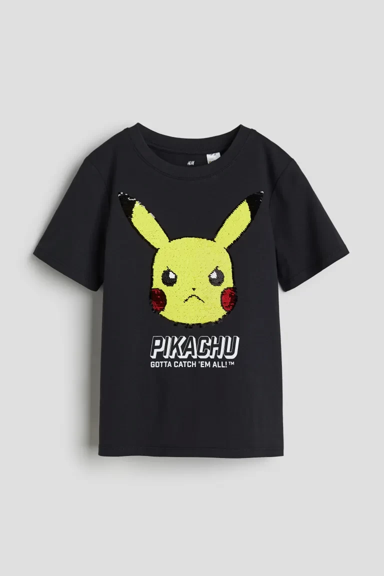 Flip-sequin T-shirt Black/Pokémon