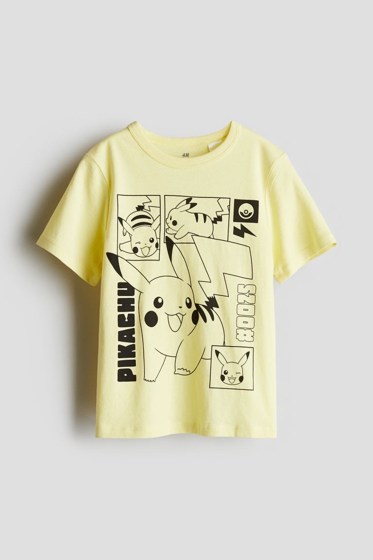 Printed Cotton T-shirt Light yellow/Pokémon