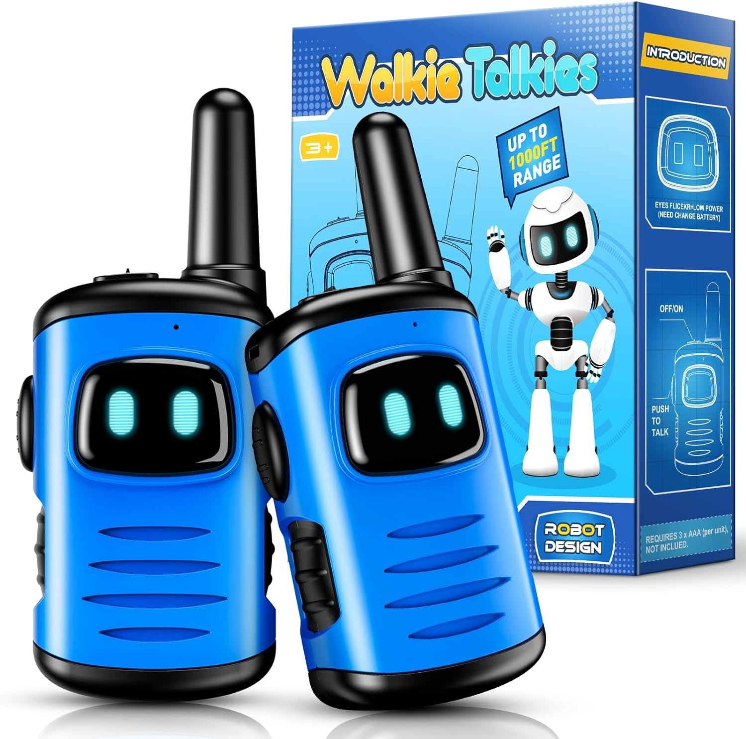 Kids Walkie Talkies Toys for Boys: comedyfun Mini Robots Walkies Talkies 2 Pack Birthday Gifts for 3 4 5 6-8 Year Old Boys Toys for 4 5 6 7 8-10 Year Old Camping Outdoor Games