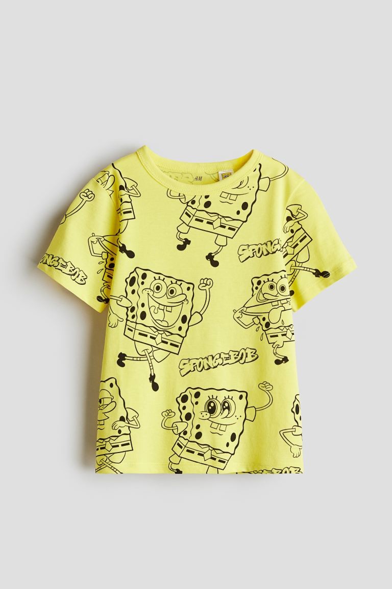 Printed Cotton T-shirt Yellow/SpongeBob SquarePants