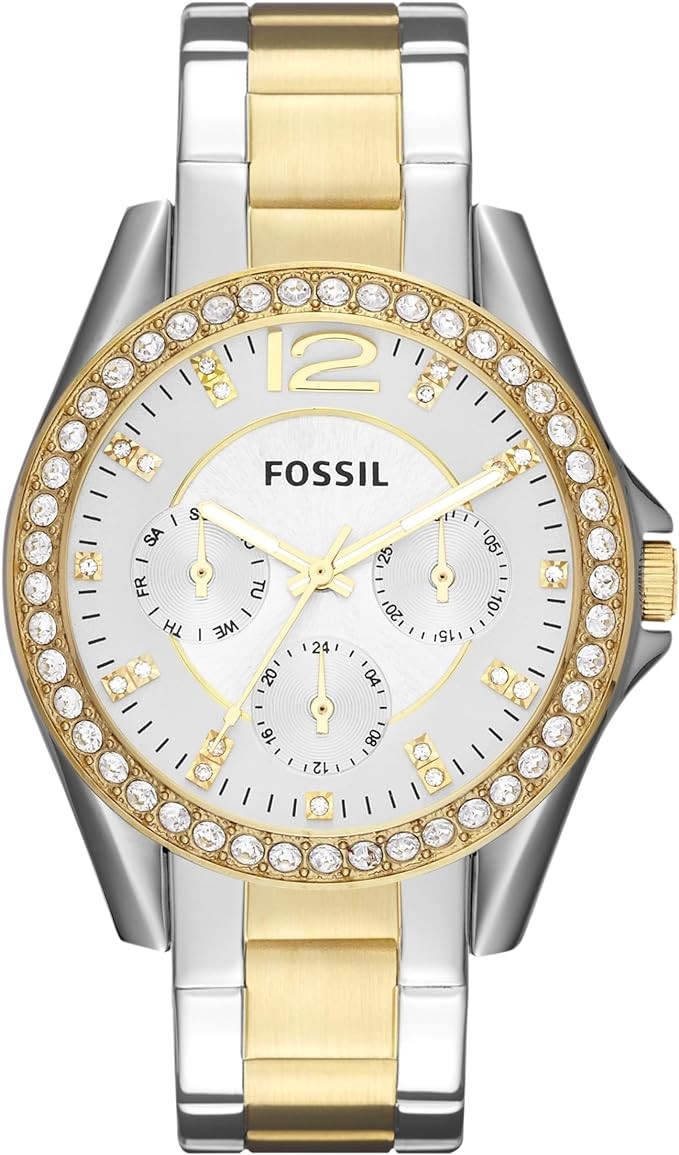 Fossil Riley Women's Watch with Crystal Accents and Stainless Steel Bracelet Band