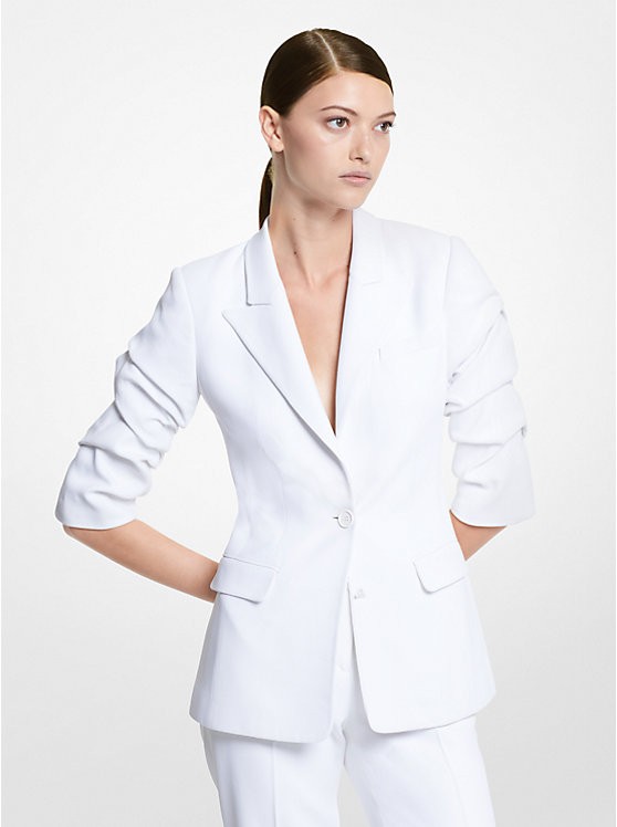 Double Crepe Sablé Crushed-Sleeve Blazer