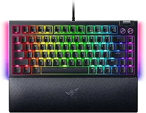 Razer BlackWidow V4 75% Mechanical Gaming Keyboard: Hot-Swappable Design - Compact & Durable - Orange Tactile Switches - Chroma RGB - MF Roller & Media Keys - Comfortable Wrist Rest - Black