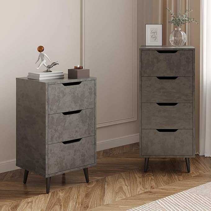 Maxtown 4 Drawer Dresser, Chest of Drawers for Bedroom, Modern Dresser with Metal Legs, Dresser Set for Living Room, Tall Dresser for Bedroom with Anti-Tipping Device, Dark Grey