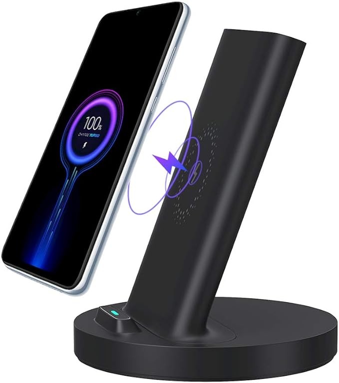 Xiaomi Mi 20W Wireless Charging Stand, Vertical Design, New Wireless Charging Experience, 20W max, Universal Fast Charge, Dual coils, Charges Through case, Black