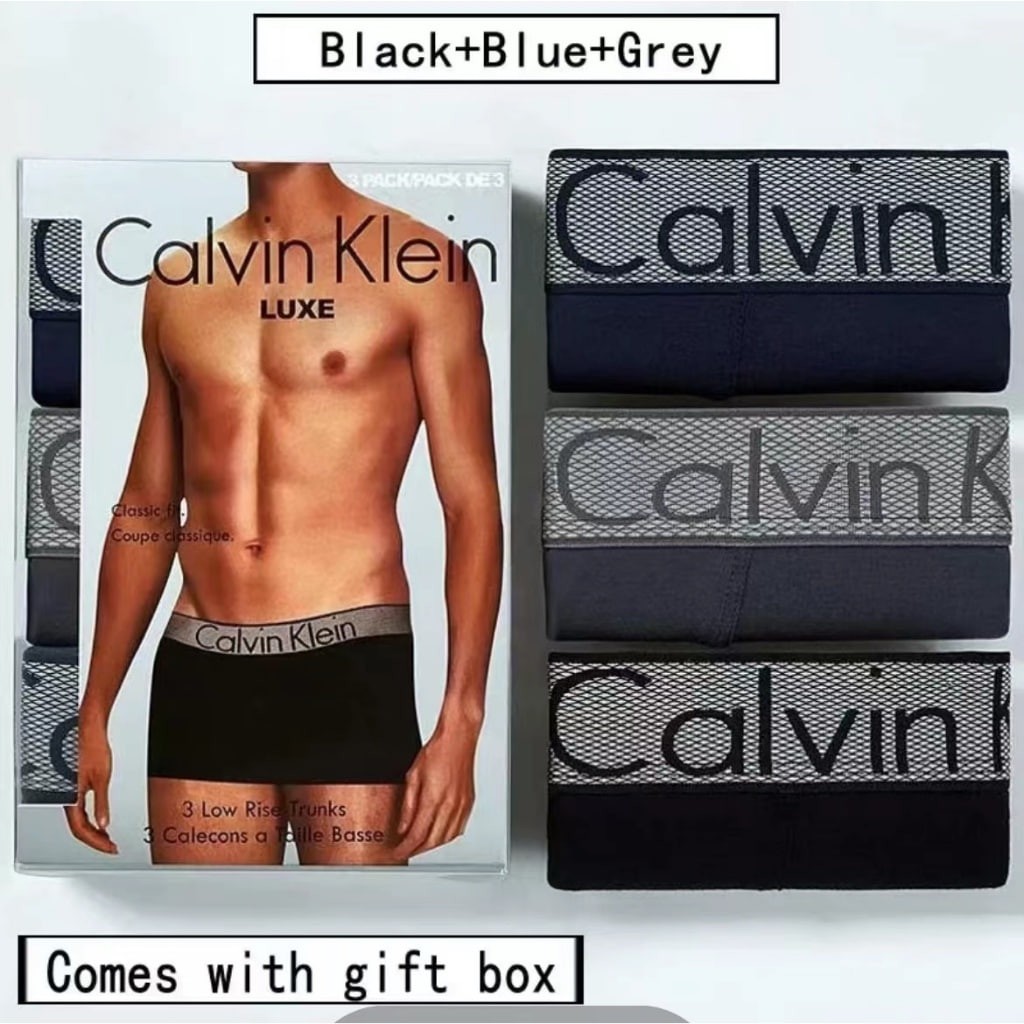 Official CK genuine men's underwear, men's pure cotton antibacterial seamless shorts, square corners, young and middle-aged high-end gift box