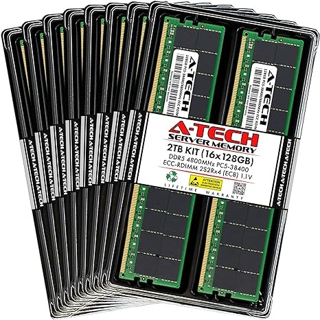 A-Tech 2TB Kit (16x128GB) RAM for Dell PowerEdge XR5610, XR7620 | DDR5 4800MHz PC5-38400 EC8 RDIMM 2S2Rx4 ECC Registered Server Memory Upgrade