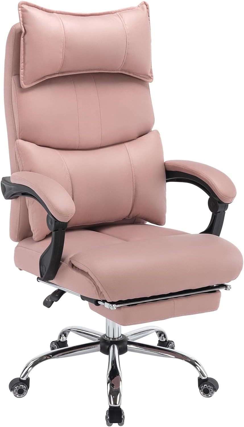 Office Chair, Big and Tall Executive Office Chair with Footrest, Ergonomic Computer Desk Chair with Lumbar Support & Headrest, Strong Metal Base Quiet Crystal Wheel