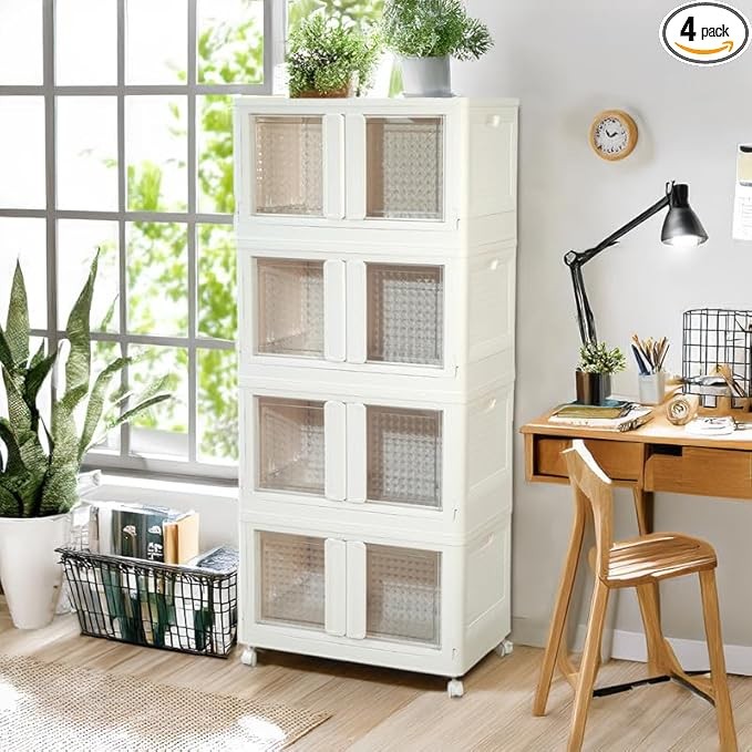 Revolutionize Your Home Organization with Our 4 Storage Units, Perfect for Dorm Rooms, Garage Organization, Versatile Units Offer a Substantial 19-Gallon (76-quart) Capacity, White, Storage_Bin_003