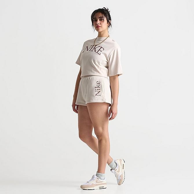 WOMEN'S NIKE SPORTSWEAR PHOENIX FLEECE HIGH-WAISTED 2" LOGO SHORTS Light Orewood Brown/Smokey Mauve/Sail