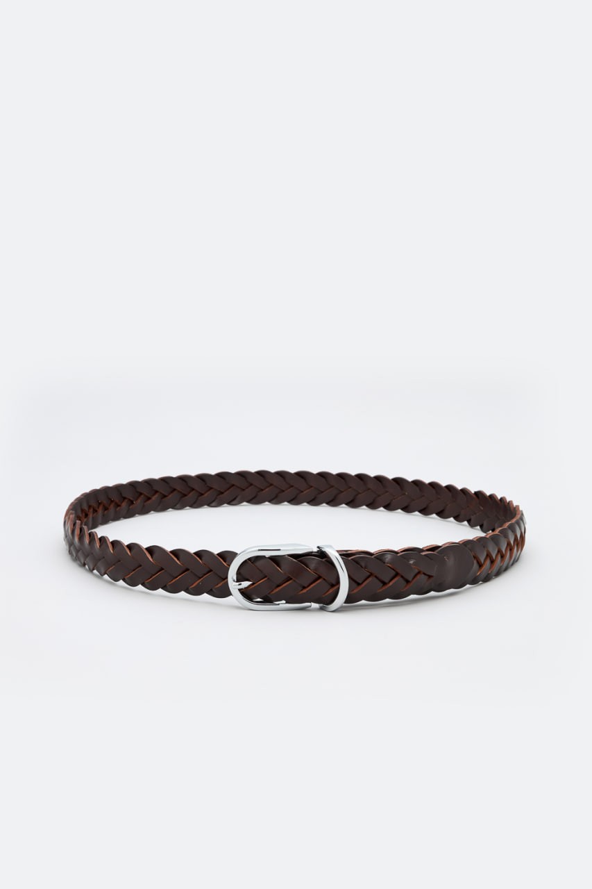 Dark Palm Leather Braided Casual Belt