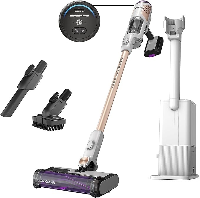 Shark IW3511 Detect Pro - Lightweight Cordless Vacuum Cleaner with HEPA Filter, Portable Handheld Attachment, Charging Dock, Auto-Empty System, Crevice Tool, Ideal Stick Vacuum for Pet Hair, White