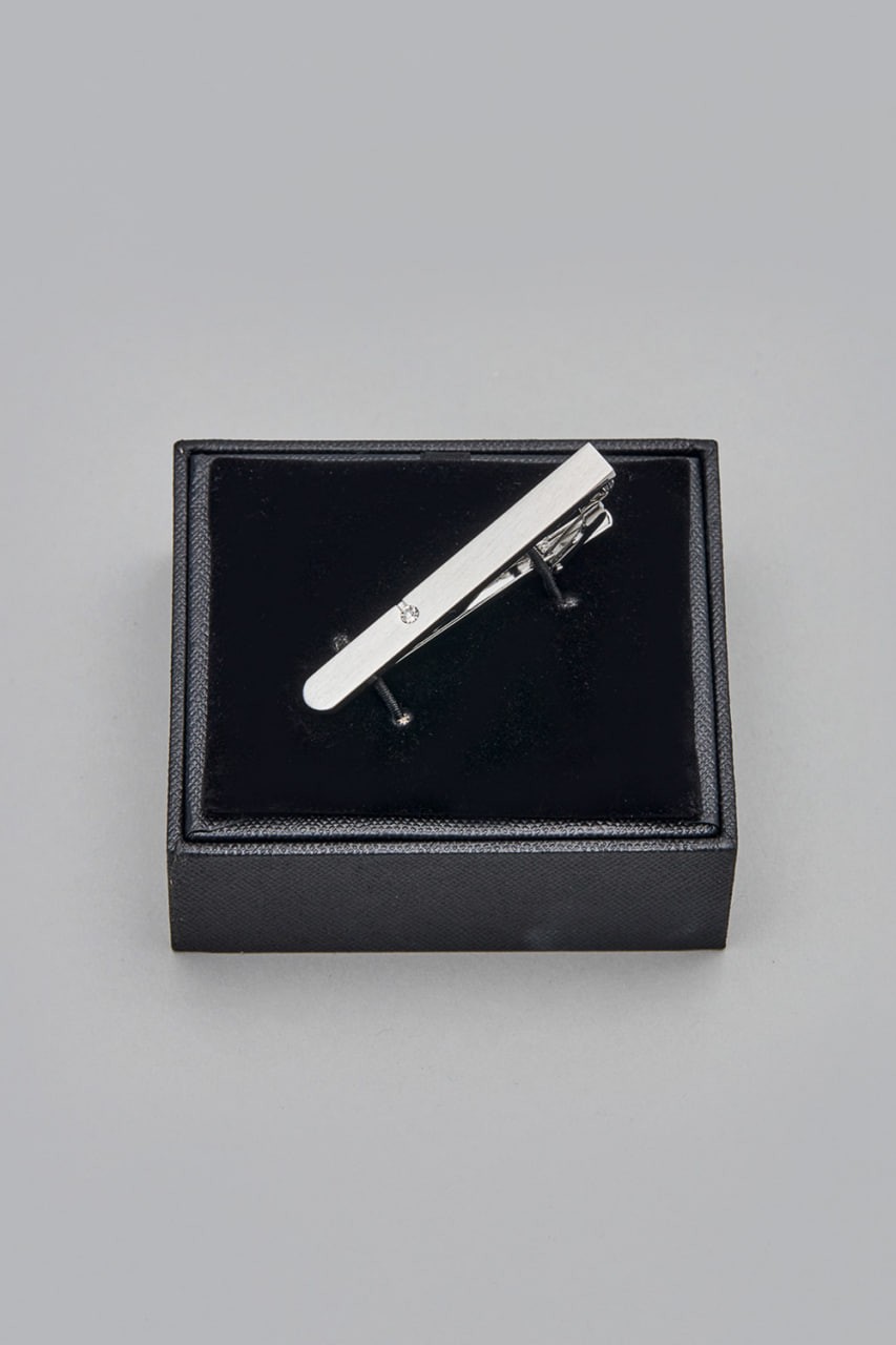 Silver Gemstone Tie Clip