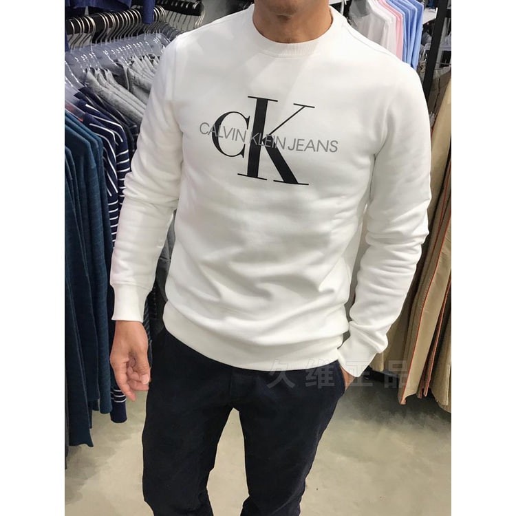 CALVIN CK Classic Letter logo Sweatshirt Men Women Couple Style Collar Label+Tag