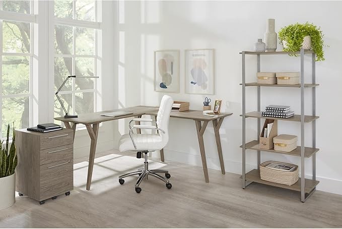 Realspace® Trezza 62" W L-Shaped Computer Desk, Light Oak