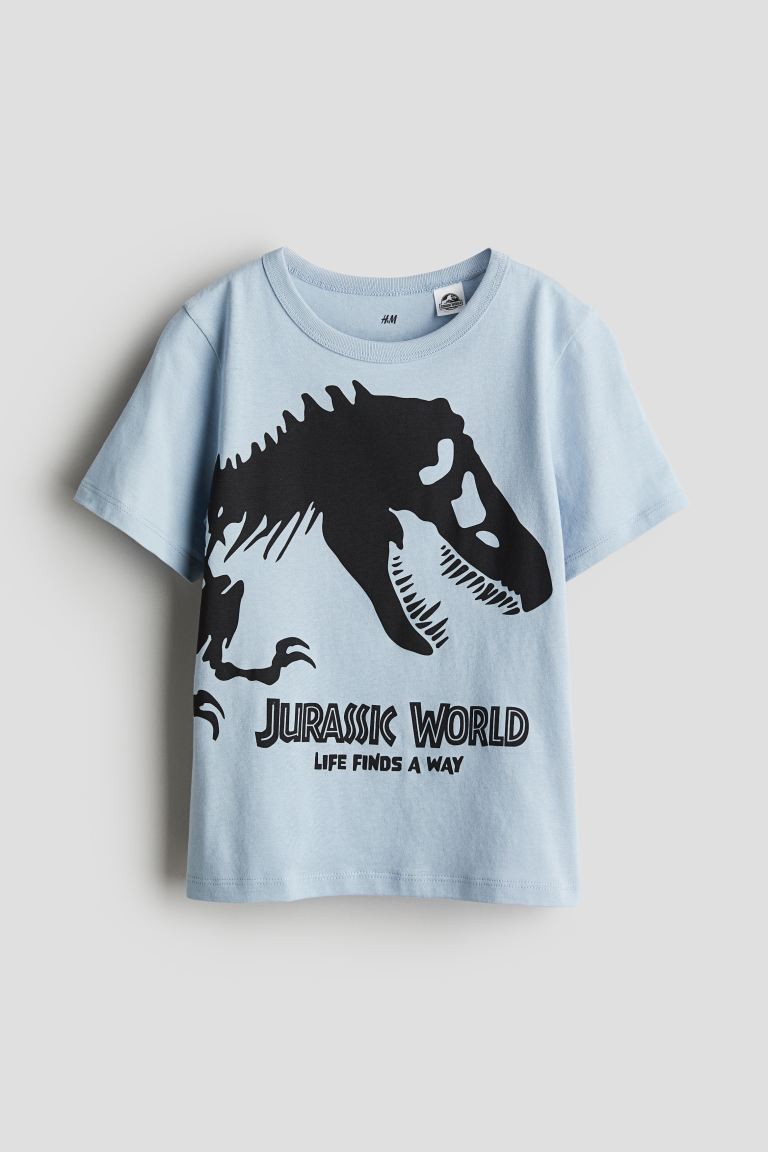 Printed Cotton T-shirt Light blue/Jurassic World