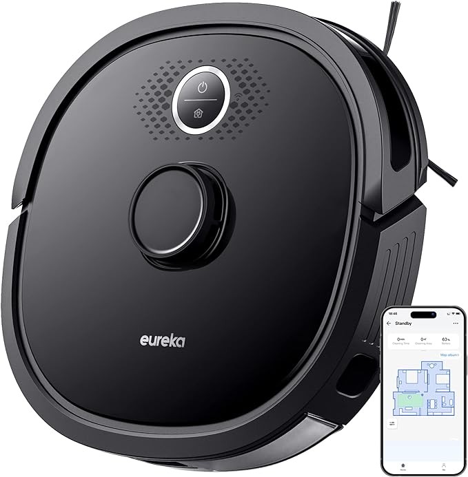 EUREKA Robotic Vacuum Cleaner, NER650 2000Pa Robot Vacuum with LDS Navigation, Smart Mapping and Wi-Fi Connected for Carpet Floor with Alexa Google Assistant Black